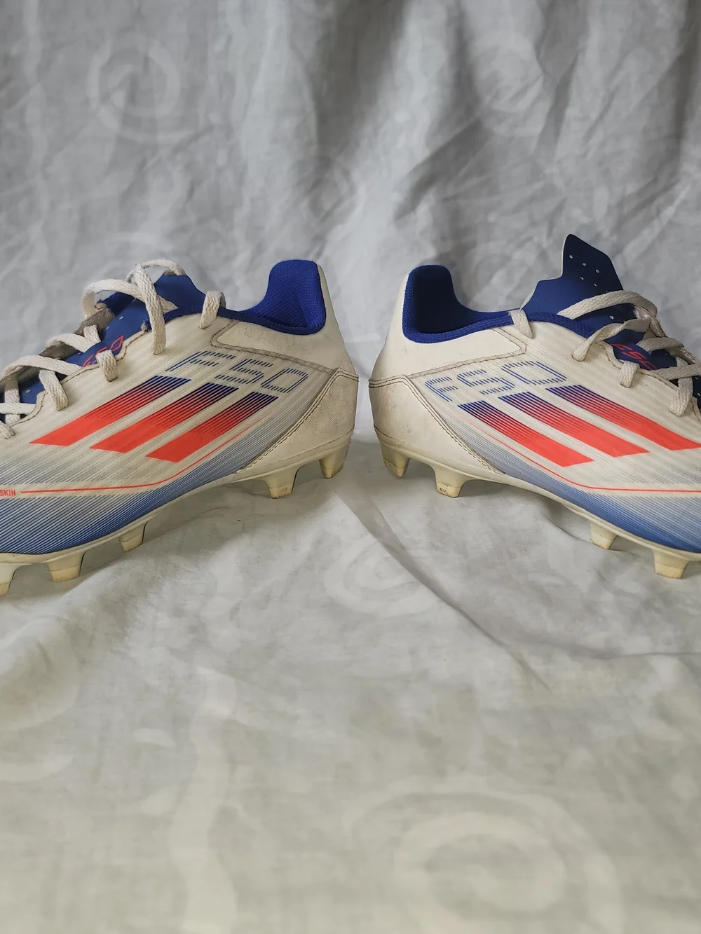 adidas Men's Blue White Soccer Cleats with Red Accents